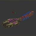 Futuristic Spacecraft Design With Blue Lights And Small Probes For Space Exploration
