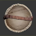 Handmade Traditional Woven Basket With Red Handle Brown Body And White Rim