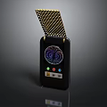 Weapon Featuring Black Body Golden Grid Circular Display And Colorful Buttons