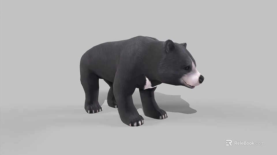 Realistic Black Bear 3D Model With Standing Posture And Detailed Fur 3d model