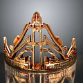 Golden Crown With Intricate Metallic Design And Shiny Red Gemstones