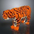 Brick Built Tiger Sculpture With Orange Black Stripes And Interlocking Blocks Design 3d model