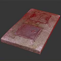 Outdoor Ground Slab With Square Manhole Covers And Green Moss Patches
