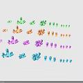 Vibrant Colored Crystal Clusters And Spikes Showcased On Black Background With Various Shapes