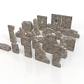 Ancient Stone Architecture Ruins with Broken Structures and Gray Blocks