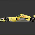 Yellow Singapore Formula Race Car With Aerodynamic Body And Sponsor Logos