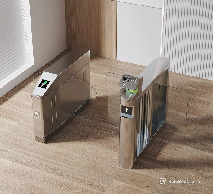 Modern Public Facility Turnstile With Access Control And Stainless Steel Structure 3d model 