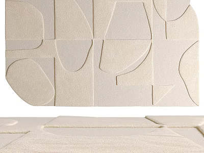 Modern Minimalist Square Rug With Geometric Pattern Beige Color And Soft Texture 3d model
