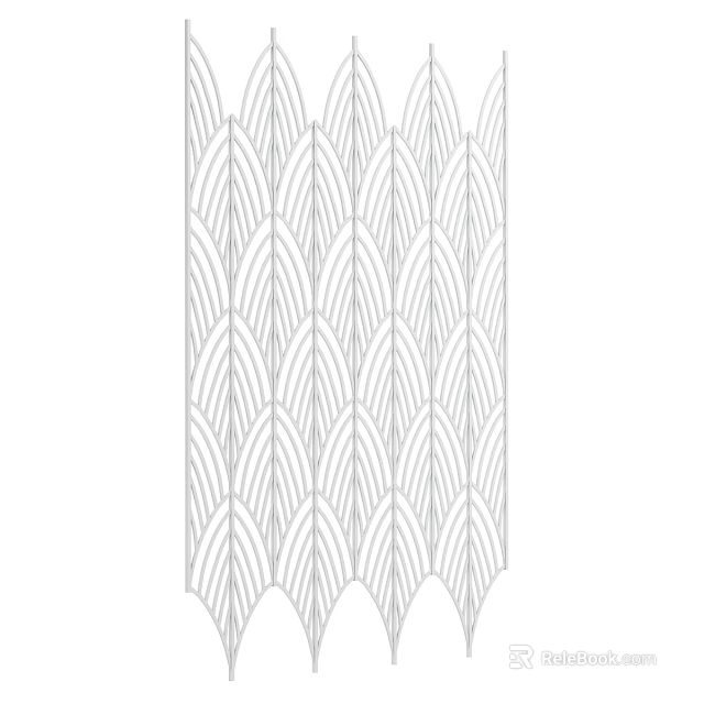 Modern Decorative Partition With Geometric Leaf Pattern For Interior Room Separation 3d model 