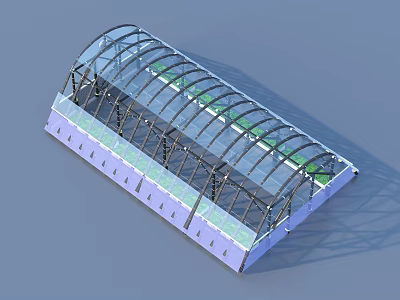 Transparent Arch Shaped Household Storage Organizer With Metal Frame And Blue Base 3d model