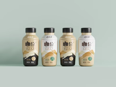 Elegant Bottled Coffee Beverage With Minimalist Label Design And Four Bottles 3d model