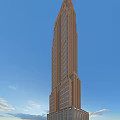 Tall Brown Office Building With Numerous Windows And Blue Sky Background