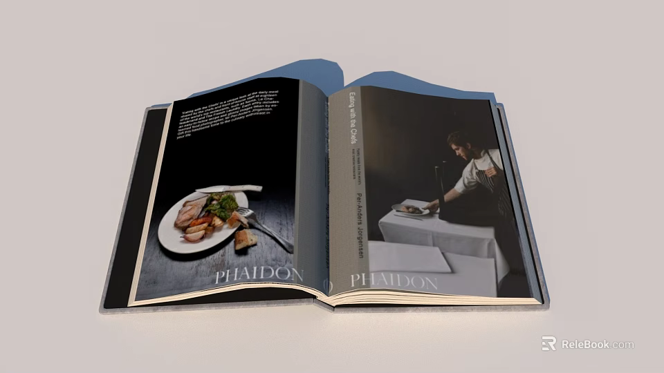 Phaidon Cookbook Featuring Food Images And Chef Preparing Dishes On Open Pages 3d model 