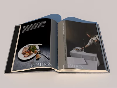 Phaidon Cookbook Featuring Food Images And Chef Preparing Dishes On Open Pages 3d model