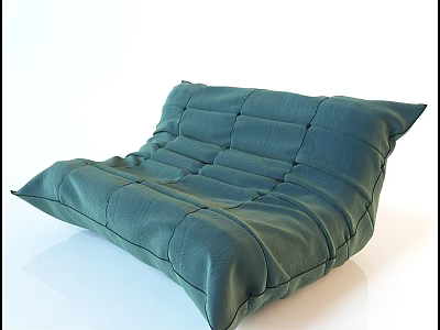 Comfortable Green Lazy Sofa with Fabric Stitched Design for Living Room Relaxation 3d model