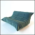Comfortable Green Lazy Sofa with Fabric Stitched Design for Living Room Relaxation