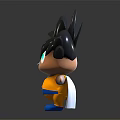 Cartoon Style 3D Character With Spiky Black Hair Colorful Eyes Yellow Vest And Blue Shoes