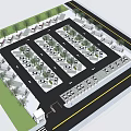 Organized Parking Lot With Gatehouse Parked Cars And Surrounding Trees
