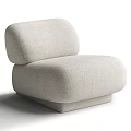Modern Minimalist Single Seater Sofa With Beige Fabric Upholstery And Rounded Design