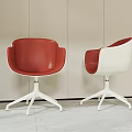 Modern Red and White Office Chairs with Armrests and Swivel Five star Base