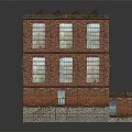Red Brick Multi Story Residential Building with Skylights and Entrance Stairs