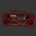 Vintage Black Boombox With Large Speakers Carry Handle And Control Knobs