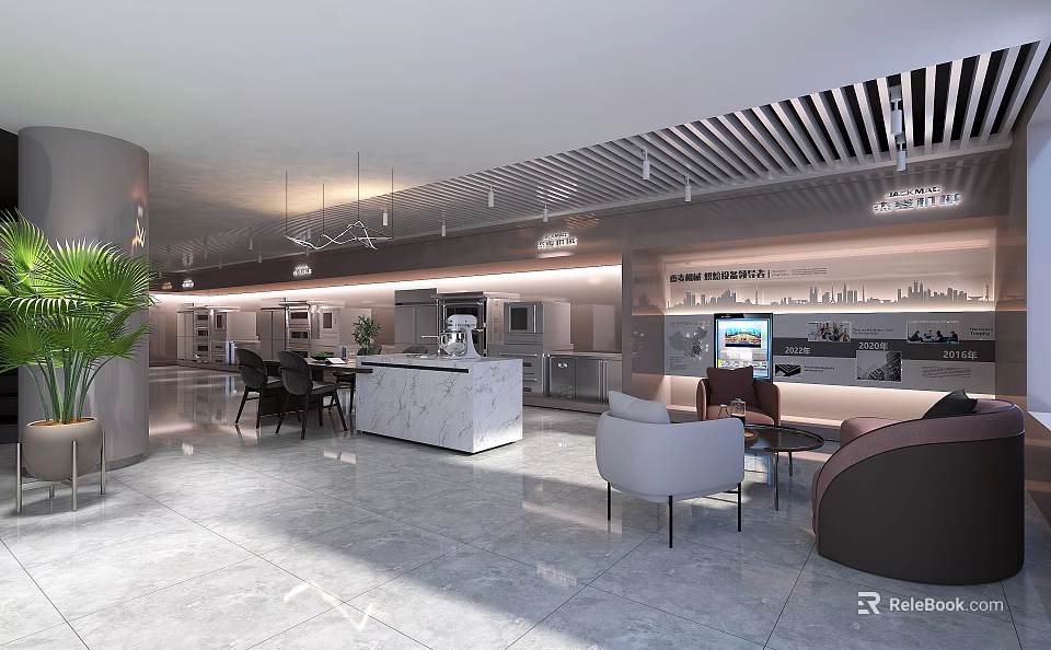 Modern Teka Experience Showroom Interior Featuring Kitchen Appliances And Modern Furniture 3d model 