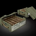 Weapon Storage Crates Green Wooden Open With Compartmentalized Grid Labeled AT1938