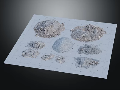 Gravel And Sand Samples Arranged On Grid Paper With Different Textures And Sizes 3d model