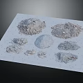 Gravel And Sand Samples Arranged On Grid Paper With Different Textures And Sizes 3d model