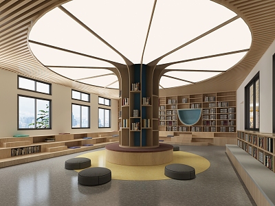 Modern Reading Room Primary School Library 3d model