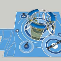 Outdoor Playground Equipment With Swings Climbing Net And Blue Floor Design