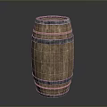 Traditional Wooden Barrel Featuring Metal Hoops And Rustic Wood Texture