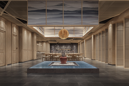 New Chinese-style reception area tea room view 3d model