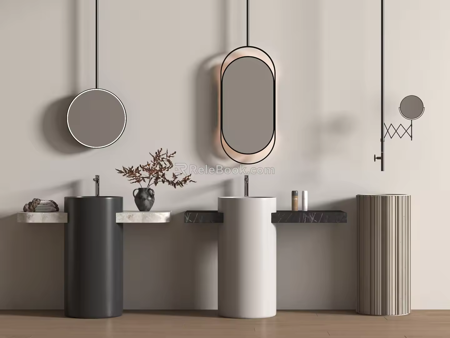 Table Basin SALVATOR Column Basin Table Basin Towel Rack 3d model