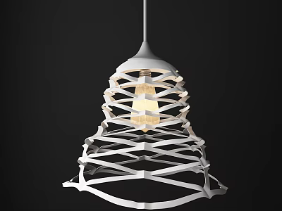 Modern White Swing Door Design With Stylish Pendant Light Fixture 3d model