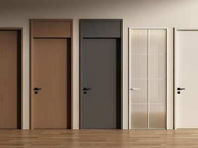 Assorted Design Swing Doors with Various Colors and Materials for Interior 3d model