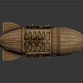 Steampunk Airship Model With Three Pipes Ornate Gears And Intricate Carvings