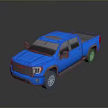 Modern Blue GMC Pickup Truck With Double Cab Cargo Bed 3D Rendering 3d model