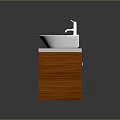 Food Preparation Space With Wooden Counter White Sink And Blue Towel
