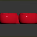 Modern Red Curved Connected Single Sofa Pair With Smooth Round Design