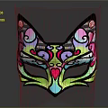 Colorful Cat Mask With Intricate Swirl Patterns And Sparkling Decorative Design