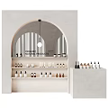 Modern Curved White Display Shelves Showcasing Organic Natural Products With Various Bottles And Jars