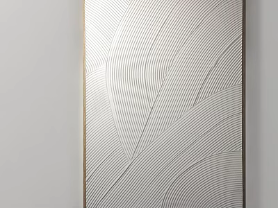 Luxury Modern Decorative Painting With Feather Texture And Gold Frame On Wall 3d model