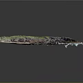 Detailed 3D Coastal Terrain Model With Rocky Cliffs Vegetation And Sand