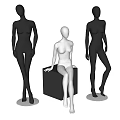 Black and White Mannequins with Standing and Seated Poses for Retail