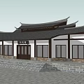 Traditional Chinese Ancient Architecture With Curved Eaves Roof Wooden Structure And Windows