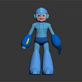 Blue Robot Game Movie Character In Metallic Armor With Shiny Gloves And Boots