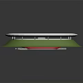 White Oval Stadium Model With Red Stands And Green Football Pitch