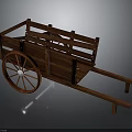 Traditional Wooden Cart With Spoked Wheels And Railed Sides Structure Design